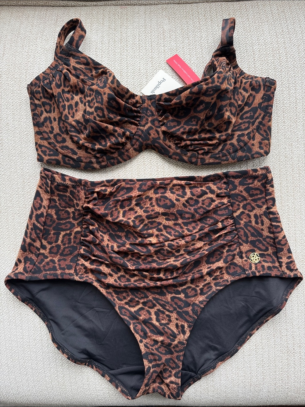 POLILUSH Leopard Print High Waist Bikini Set
